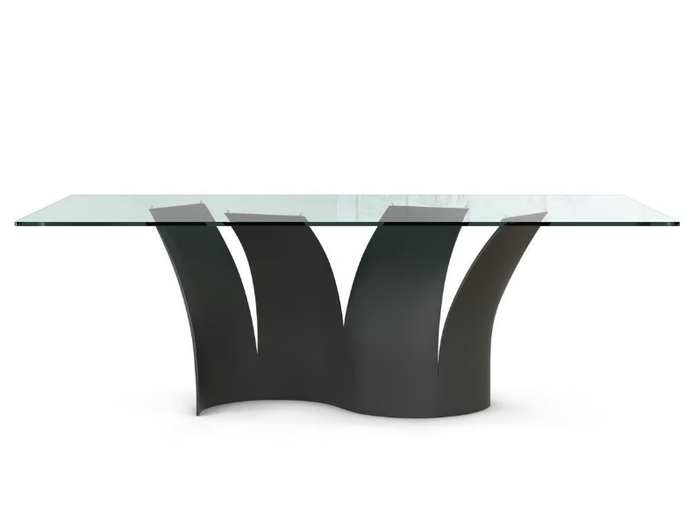 VOILES - Rectangular glass and steel dining table _ Roche Bobois